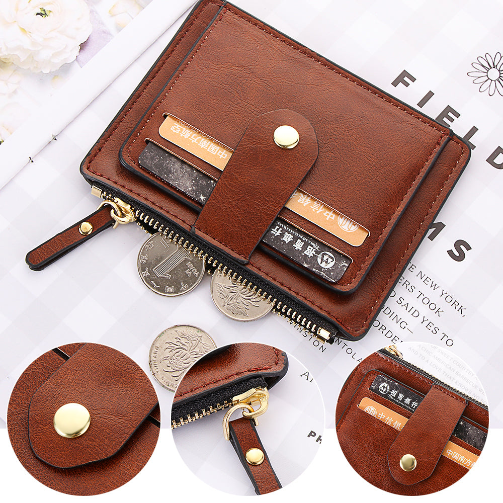 Men Fashion Credit ID Card Holder Wallet Male Slim Leather Wallet with Coin Pocket Brand Designer Brown Business Purse