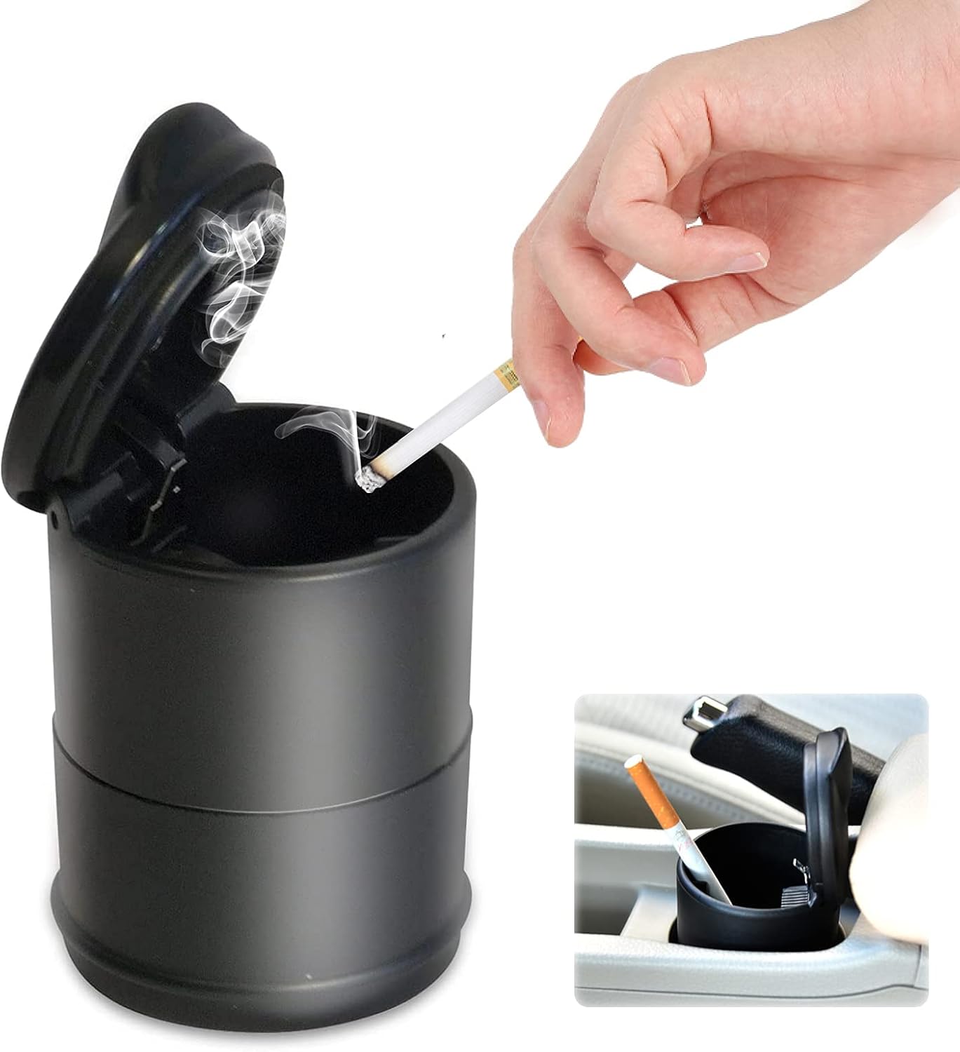 Led Portable Car Truck Auto Office Cigarette Ashtray Holder Cup – Black