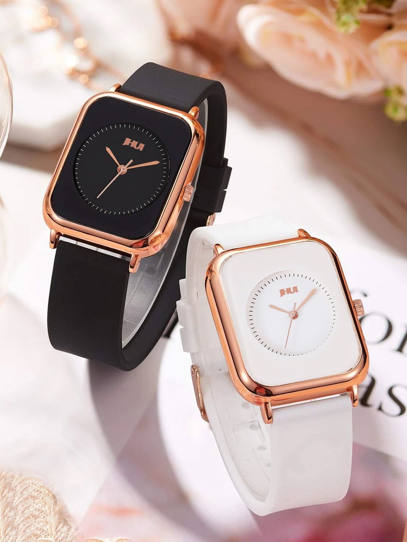 Ganfanry 3pcs Elegant Square Alloy Quartz Watch with PU Strap for Daily Wear