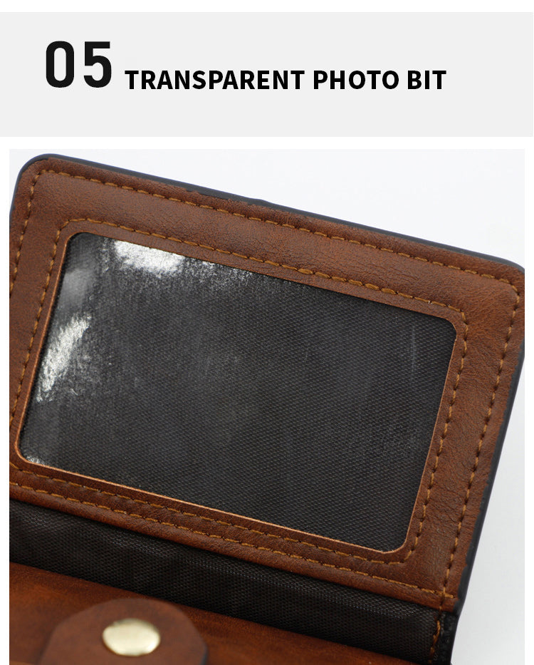 Men Fashion Credit ID Card Holder Wallet Male Slim Leather Wallet with Coin Pocket Brand Designer Brown Business Purse