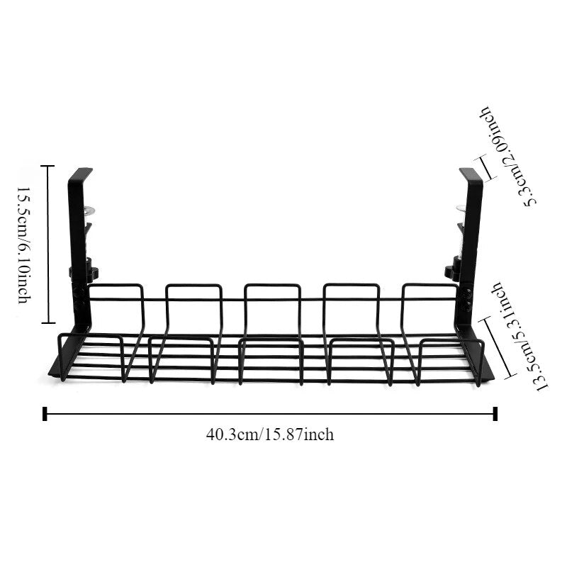 Under Desk Metal Storage Rack, Cable Management