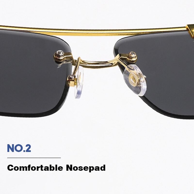 Fashion Retro Design Sunglasses for Men Double Bridge Sunglasses Wood Grain Metal Frame Shades Glasses