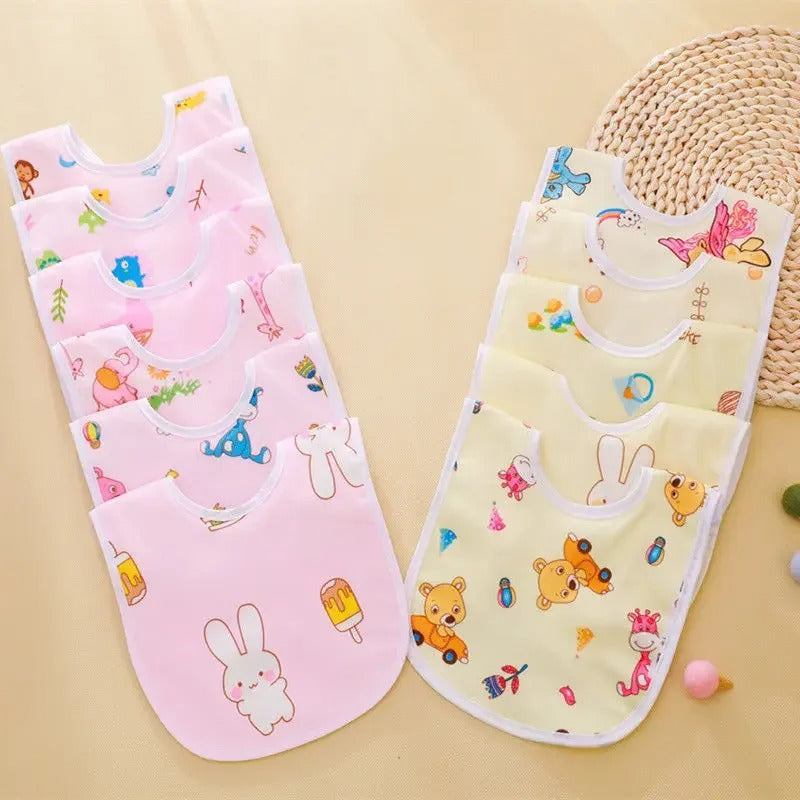 Baby Bibs Cotton Thickening Water Absorption Waterproof Bibs Baby Feeding Protection Burp Cloths Cartoon Pattern Fit Baby Stuff