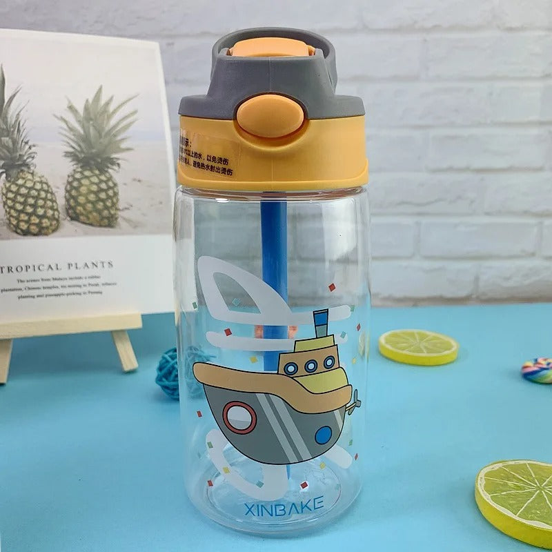 480ML Kids Water Sippy Cup Creative Cartoon Baby Feeding Cup with Straws Leakproof Water Bottle Outdoor Portable Children's Cups