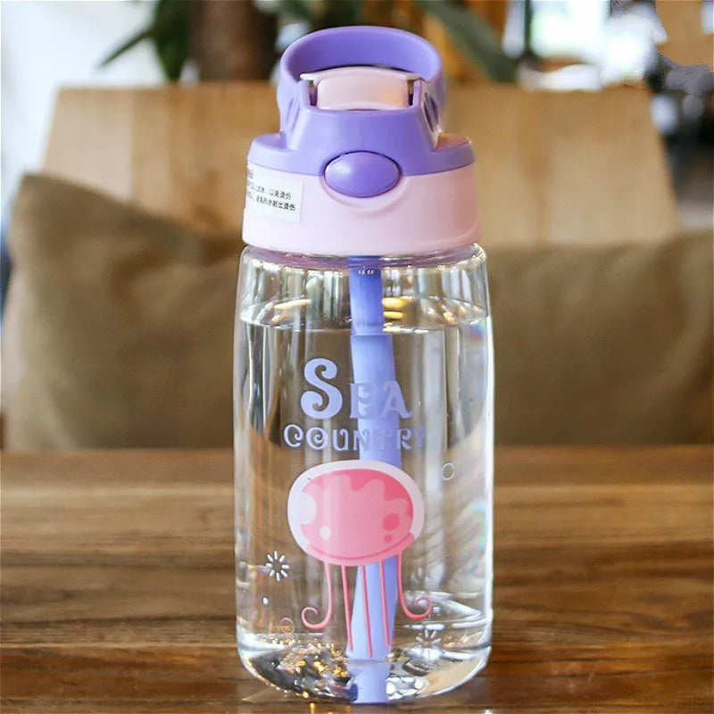 480ML Kids Water Sippy Cup Creative Cartoon Baby Feeding Cup with Straws Leakproof Water Bottle Outdoor Portable Children's Cups