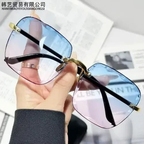 Square Sunglasses Woman Fashion Rimless Gradient Sun Glasses