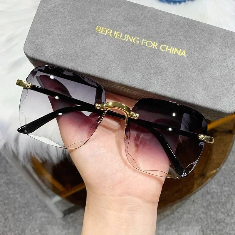 Square Sunglasses Woman Fashion Rimless Gradient Sun Glasses