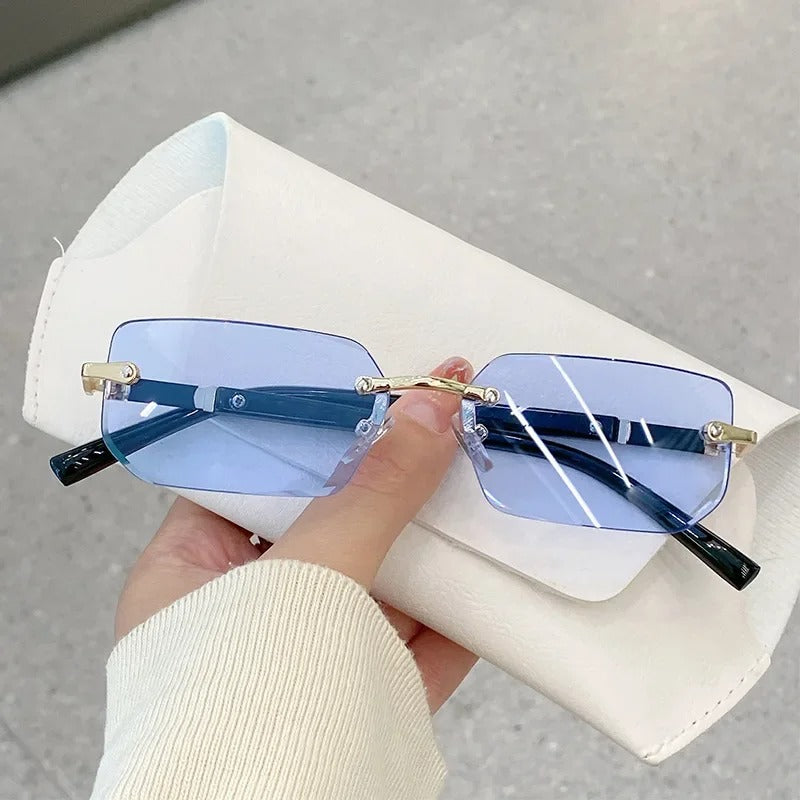 High Definition Sunglasses for Men Ladies Blue Light Blocking Eye Protection Eyewear Rimless Square Frame Eyeglasses Goggle