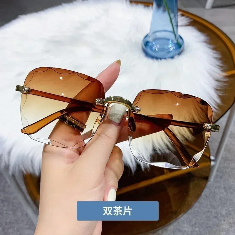 Square Sunglasses Woman Fashion Rimless Gradient Sun Glasses